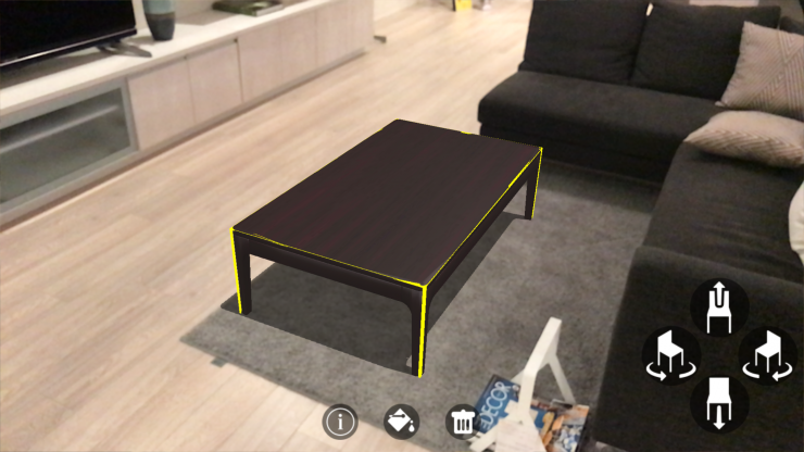 RoomCo AR 画面イメージ: AR 配置例 (床)